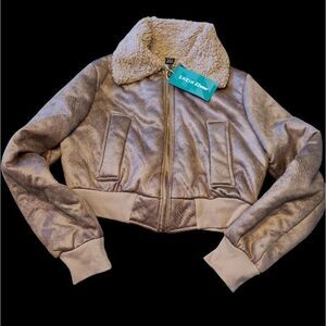 Shein  sz 4 faux suade cropped jacket with faux sterling liner
